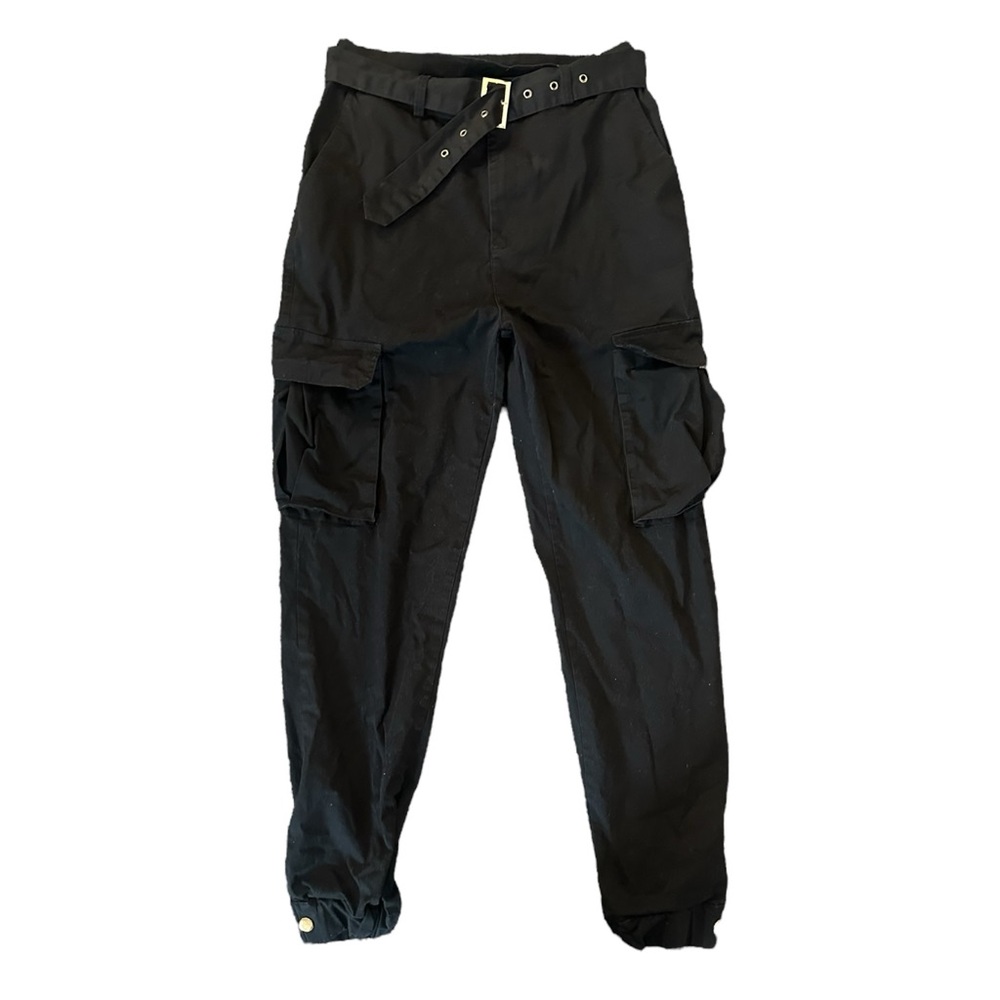Women’s Black Belted Cargo Pants Celebrity Fashion by Hera Collection Joggers